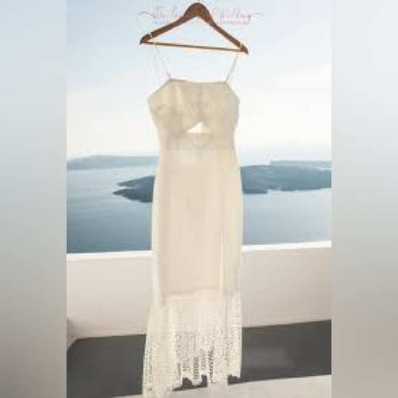 Jonathan Simkhai White Window Pane Lace Bandeau Midi Dress Bridal Wedding - Picture 4 of 16